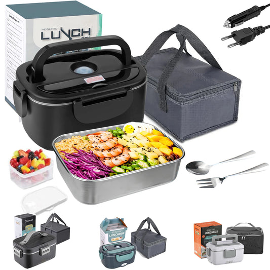 Electric Heating Lunch Box 1.5L–2.5L – Portable Stainless Steel Food Warmer 12V/220V for Car & Home