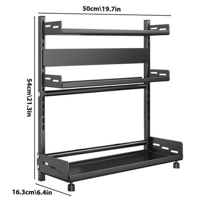 1-Pack carbon steel Kitchen shelf 3 levels-Compact Storage for work top, pantry or closet stand