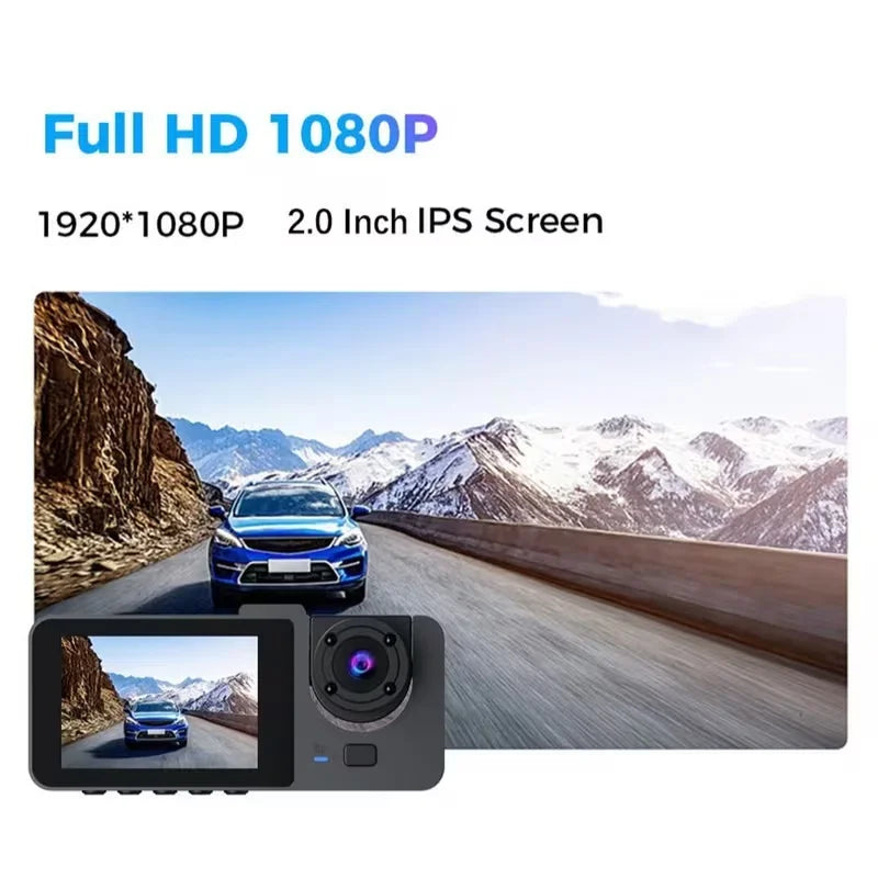 Triple Lens Dash Cam 2.1 inches1080P Full HD Car WiFi APP Control g-sense Car Camera Recorder Optional GPS Parking Monitoring