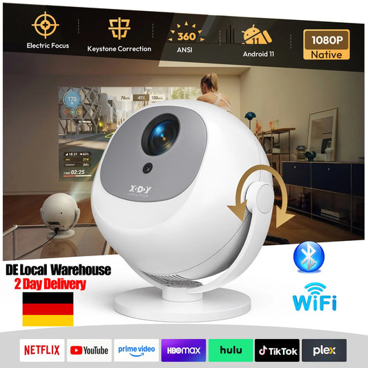 XGODY 4K Projector – Android 11, Electric Focus, Portable Home Theater