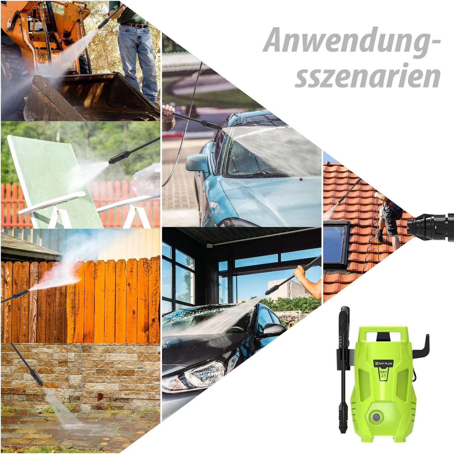 Electric High Pressure Washer 2300W, 2050PSI 1.6GPM, with 1-180° Adjustable Nozzle & Detergent Tank – For Car, Patio, Garden
