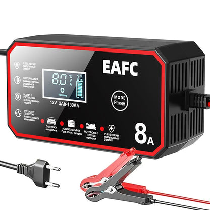 EAFC 12V Car Battery Charger 8A/6A Car and Motorcycle Battery Charging Device Lead-acid Battery Smart Pulse Repair LCD Display