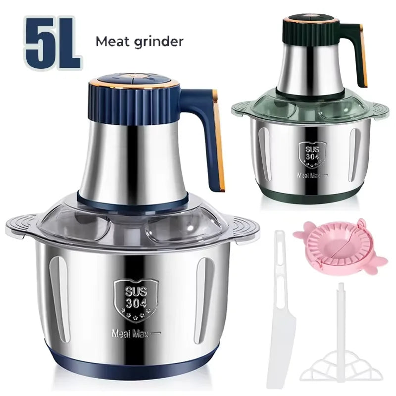 Electric Meat Grinder & Food Chopper 5L – Stainless Steel Multifunction Kitchen Processor
