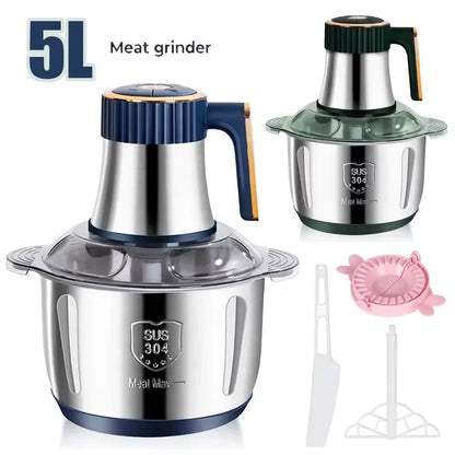 Electric Meat Grinder & Food Chopper 5L – Stainless Steel Multifunction Kitchen Processor