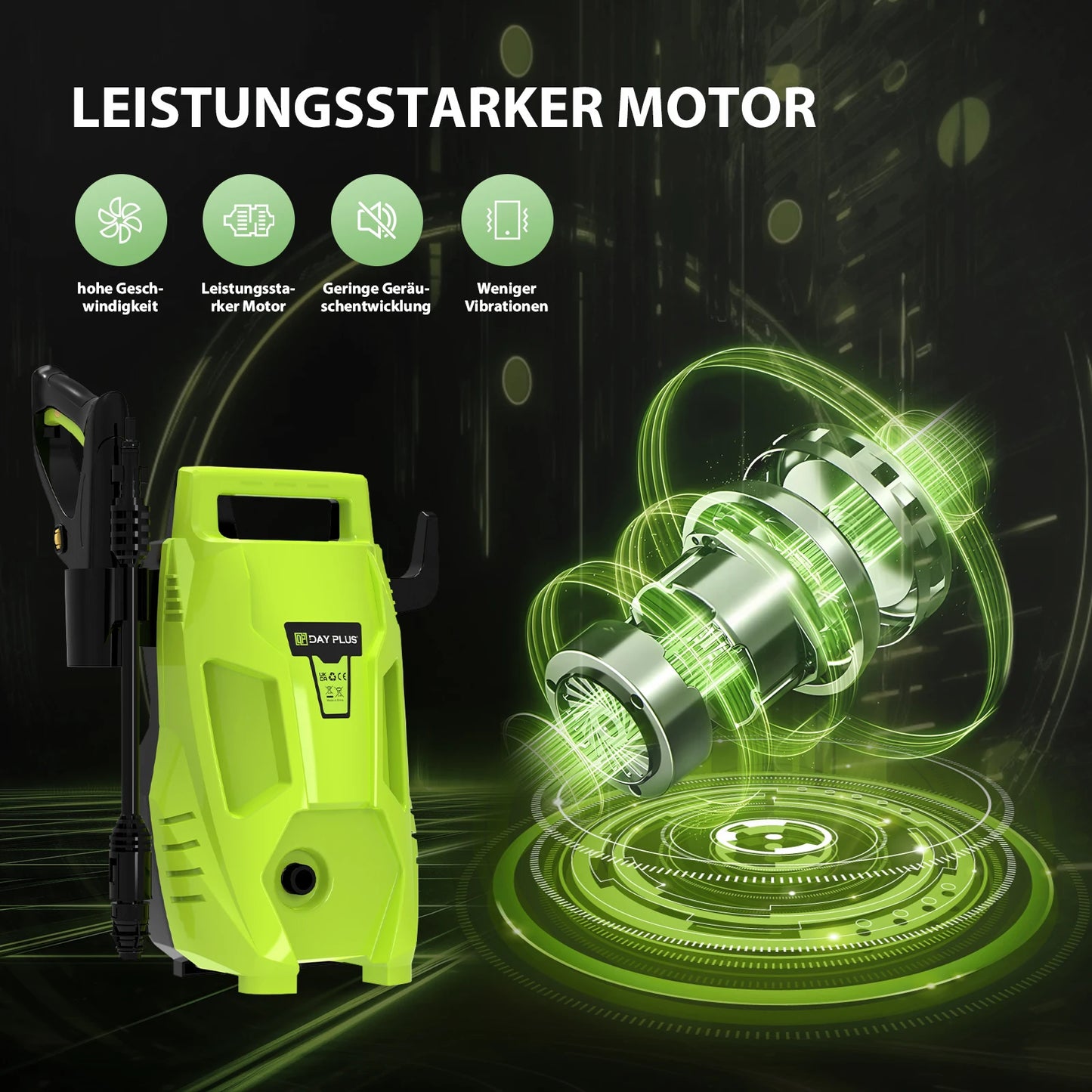 Electric High Pressure Washer 2300W, 2050PSI 1.6GPM, with 1-180° Adjustable Nozzle & Detergent Tank – For Car, Patio, Garden