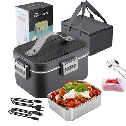 Electric Heating Lunch Box 1.5L–2.5L – Portable Stainless Steel Food Warmer 12V/220V for Car & Home
