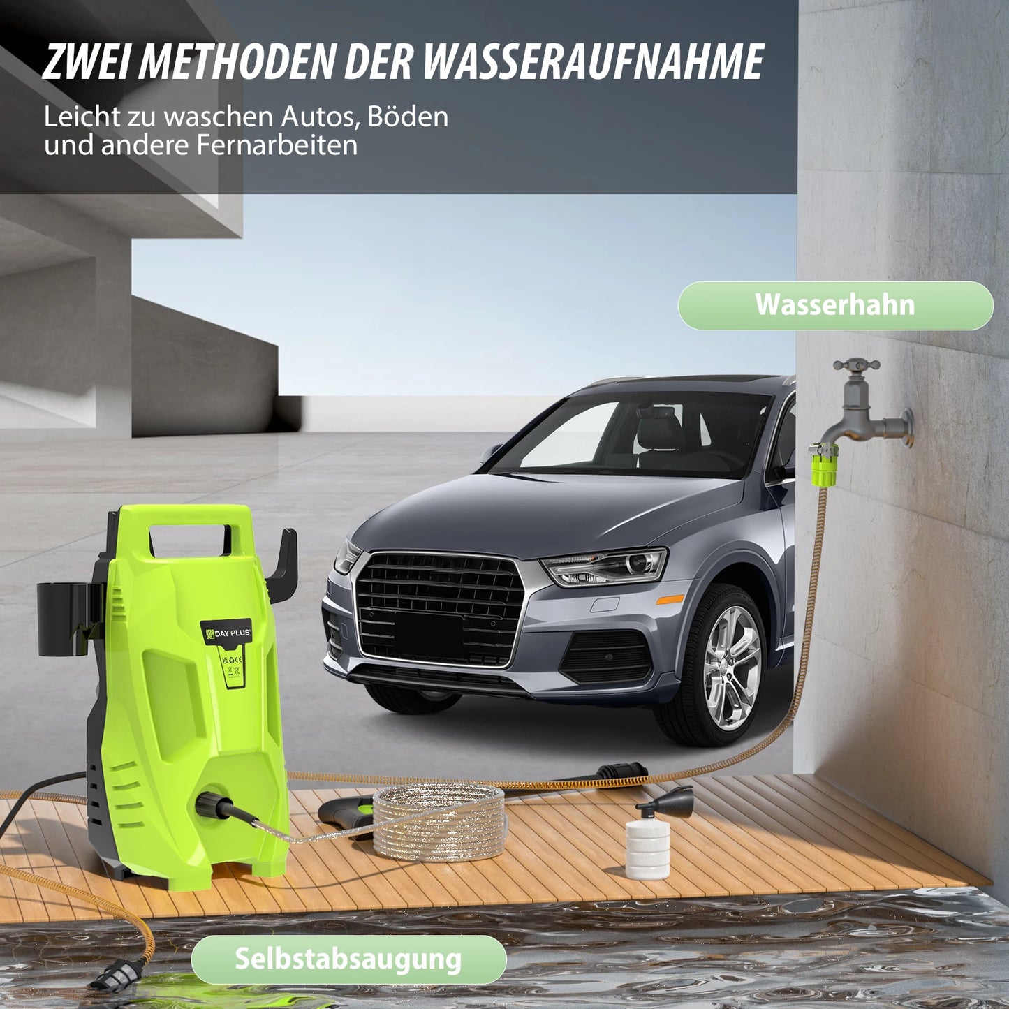 Electric High Pressure Washer 2300W, 2050PSI 1.6GPM, with 1-180° Adjustable Nozzle & Detergent Tank – For Car, Patio, Garden