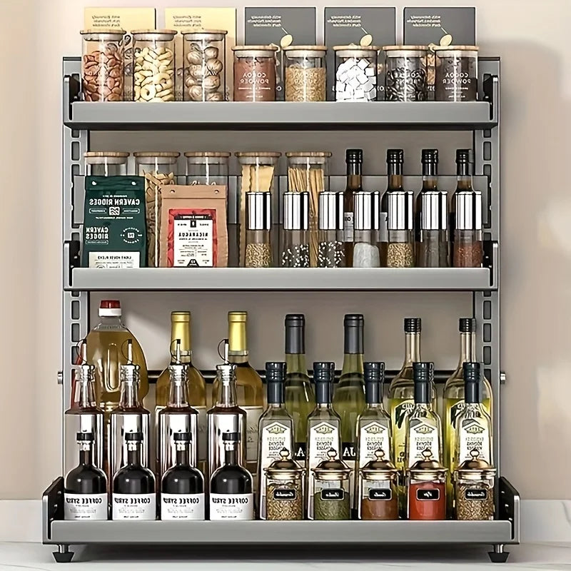 1-Pack carbon steel Kitchen shelf 3 levels-Compact Storage for work top, pantry or closet stand