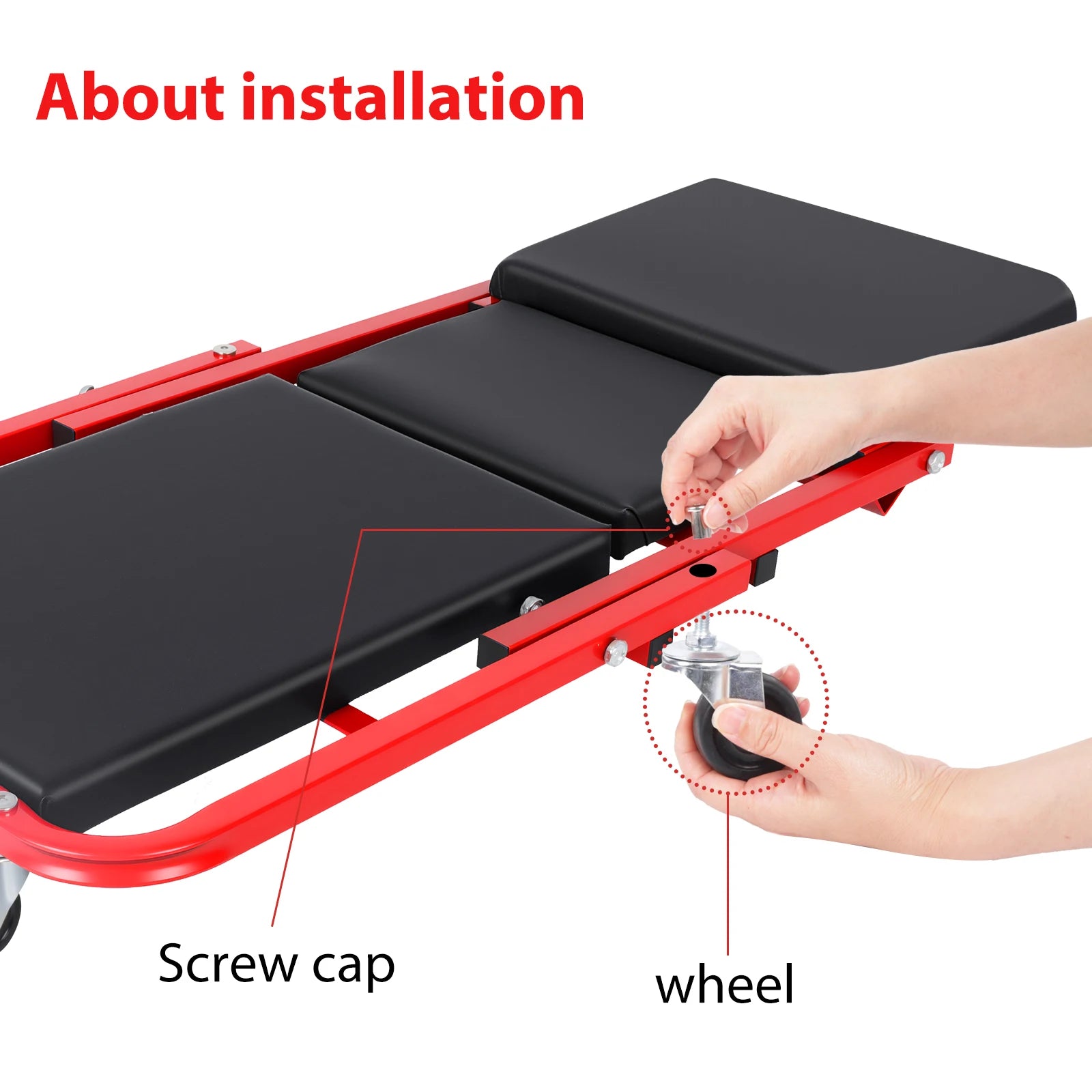 3-in-1 Foldable Car Repair Creeper, No Assembly Required, 200kg Load Capacity, 360° Swivel Casters, Ergonomic Oil-Resistant Pad for Mechanics
