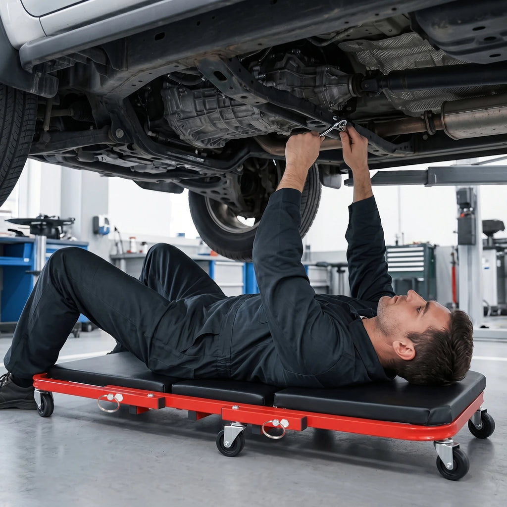 3-in-1 Foldable Car Repair Creeper, No Assembly Required, 200kg Load Capacity, 360° Swivel Casters, Ergonomic Oil-Resistant Pad for Mechanics