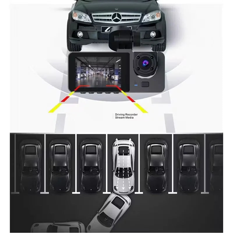 Triple Lens Dash Cam 2.1 inches1080P Full HD Car WiFi APP Control g-sense Car Camera Recorder Optional GPS Parking Monitoring