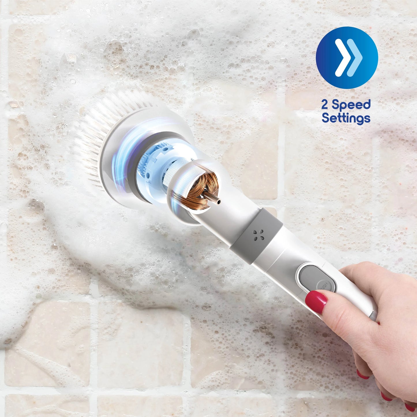 Blossom Electric Cleaning Brush 9-in-1 Cordless Electric Spin Scrubber 45in Expandable Handle IPX7 Waterproof Cleaning Brush