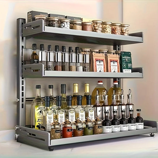 1-Pack carbon steel Kitchen shelf 3 levels-Compact Storage for work top, pantry or closet stand