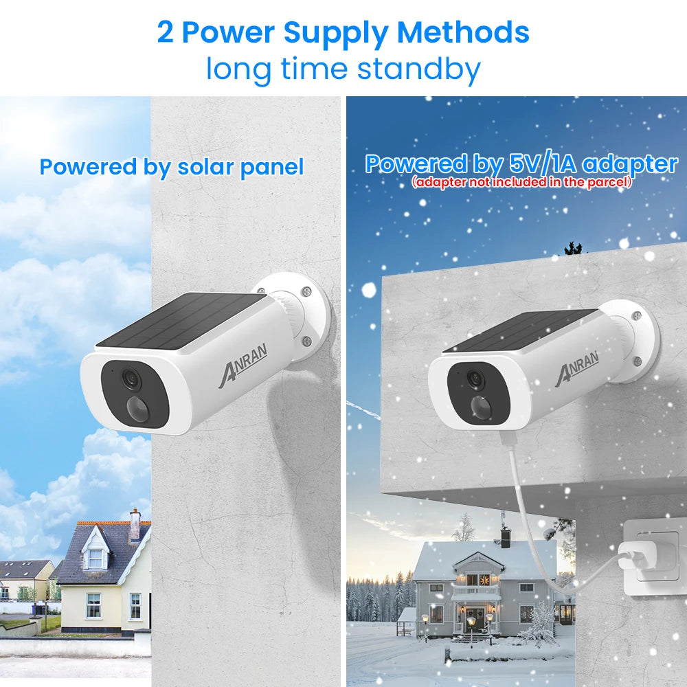 ANRAN Solar WiFi Security Camera – 3MP Outdoor Wireless CCTV (2–3 Pack)