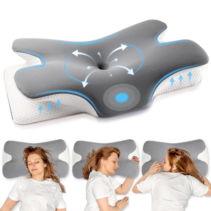 Neck Pillow, Eergonomic Pillow, Odorless Bed Pillows Deep Sleep, Sleeping Cooling Pillow for Side Back Stomach Sleeper
