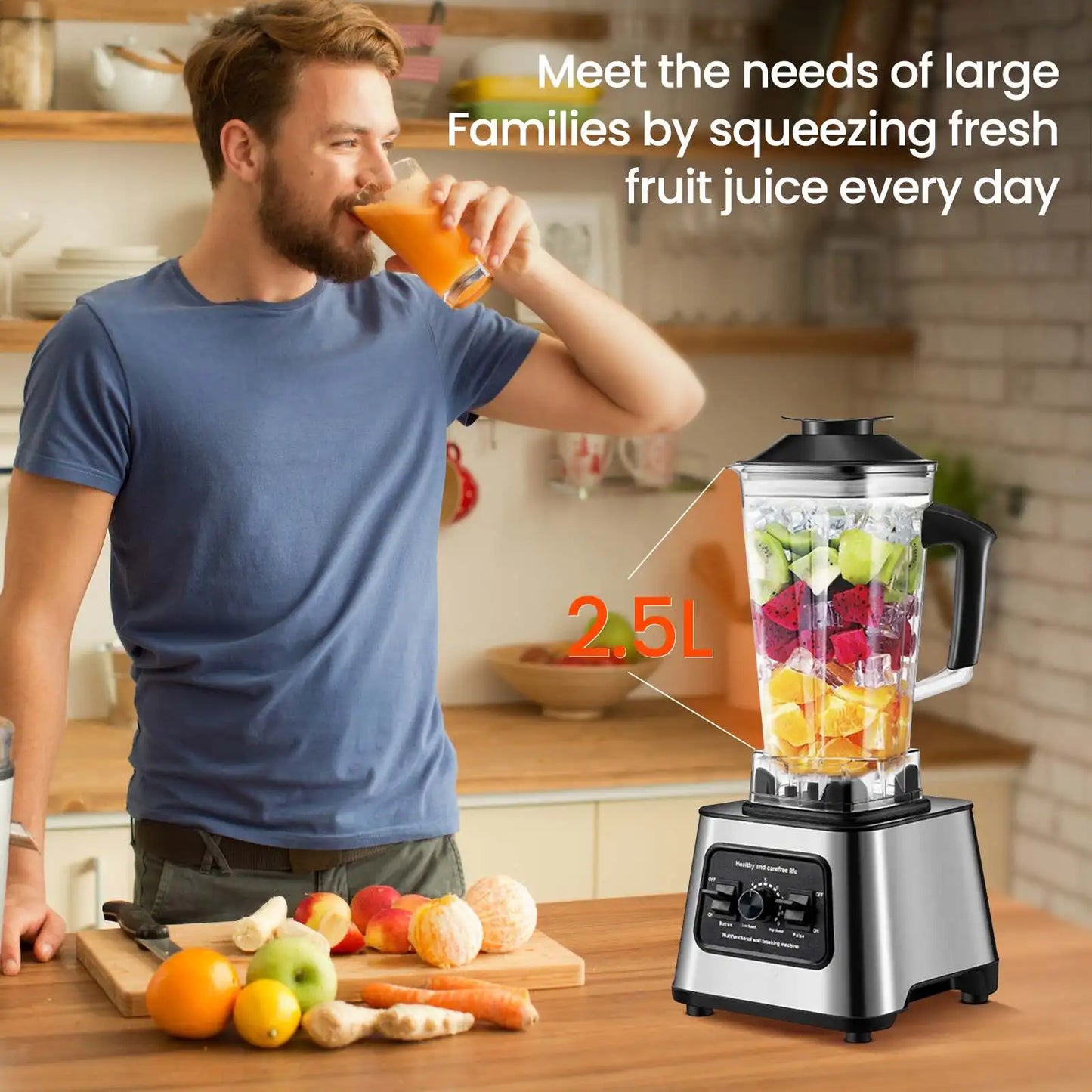 800W Blender 2.5L – 9-Speed Smoothie Maker with Ice Crushing & Stainless Steel Blades (220V)