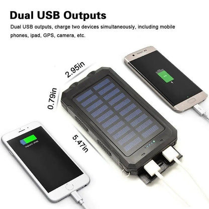 10,000,000mAh Solar Power Bank – Dual USB Fast Charger with LED Light  Description