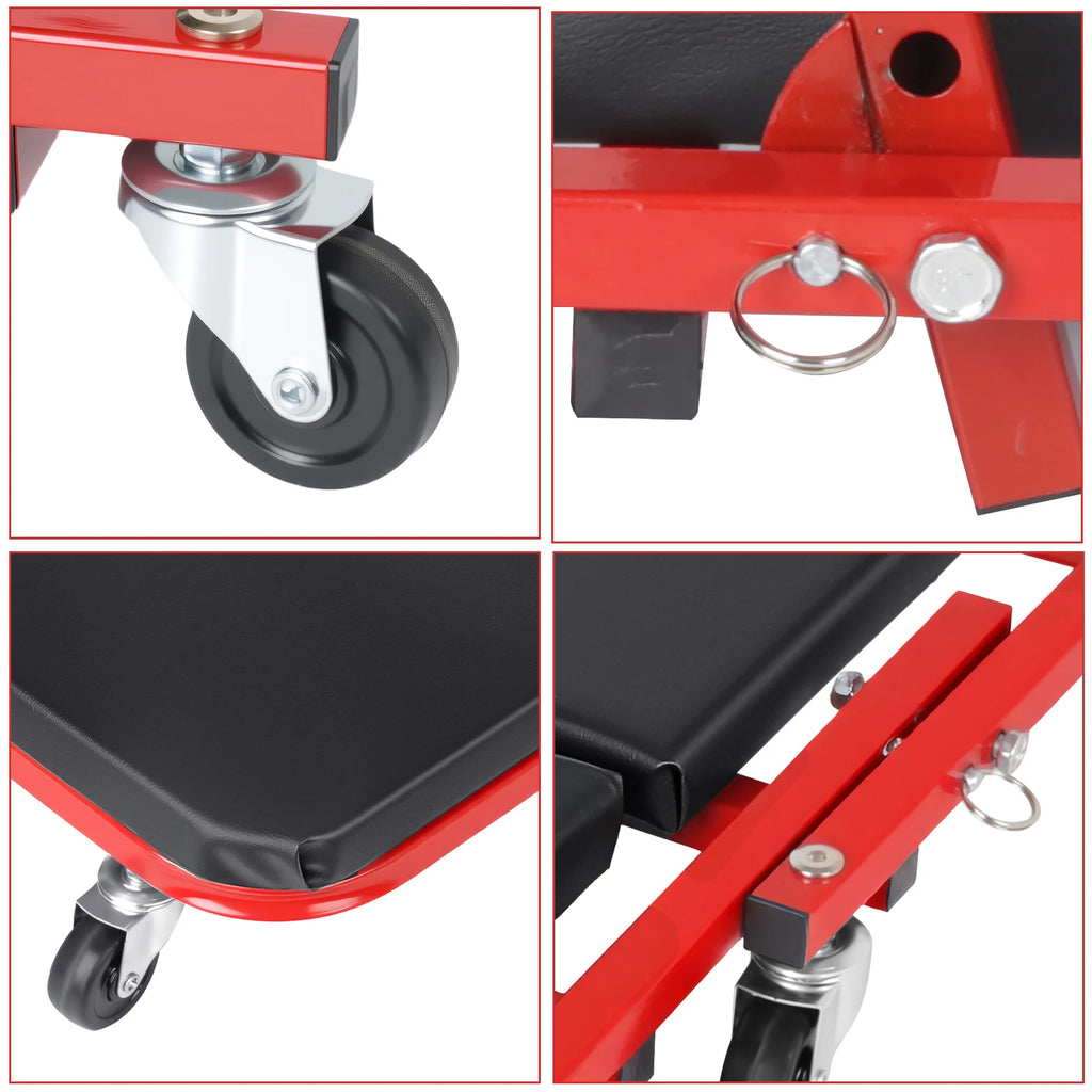 3-in-1 Foldable Car Repair Creeper, No Assembly Required, 200kg Load Capacity, 360° Swivel Casters, Ergonomic Oil-Resistant Pad for Mechanics