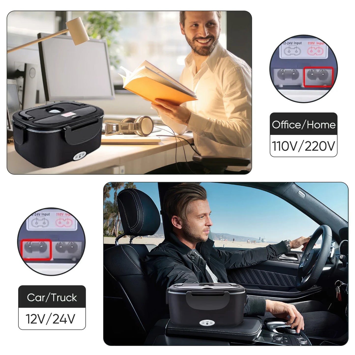 Electric Heating Lunch Box 1.5L–2.5L – Portable Stainless Steel Food Warmer 12V/220V for Car & Home