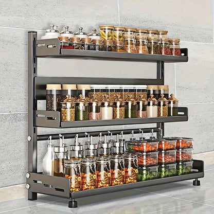 1-Pack carbon steel Kitchen shelf 3 levels-Compact Storage for work top, pantry or closet stand