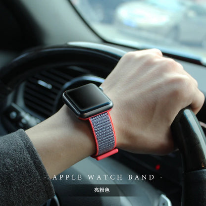 Nylon Loop Strap for Apple Watch Band 46mm 44mm 40mm 42mm 45mm 41mm 49mm 44 mm Bracelet iWatch Series Ultra 2 11 10 9 SE 7 6 5 4