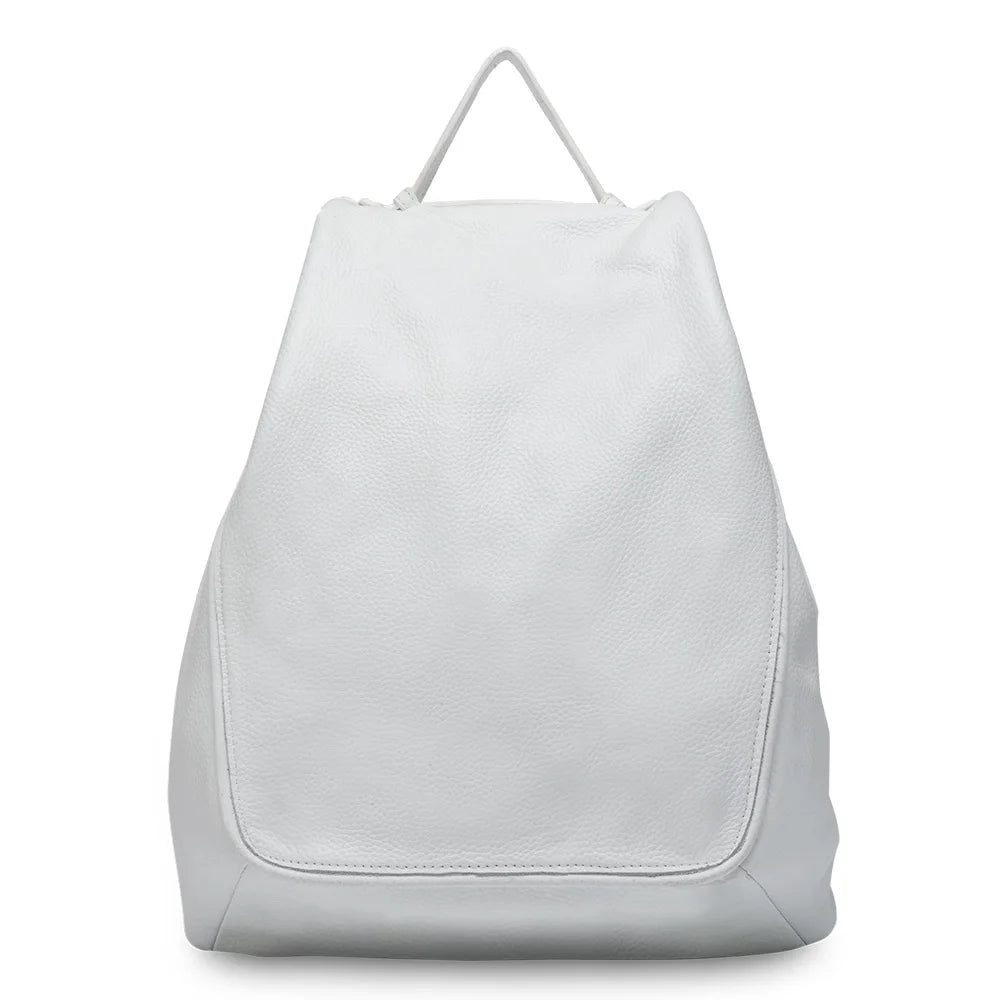 Zency Classic Genuine Leather Women’s Backpack – Khaki Roomy Satchel with A4 & iPad Storage