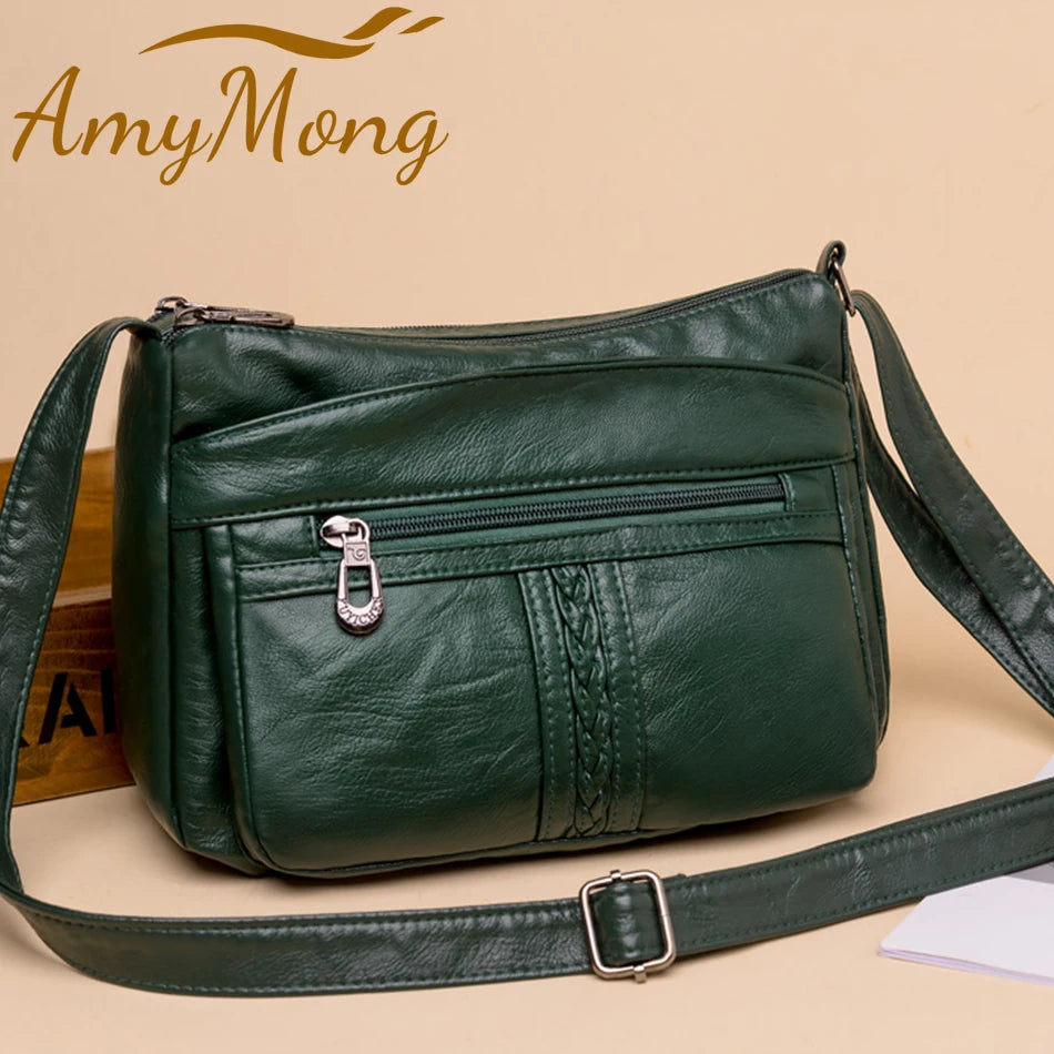 Fashion All-match Solid Color Messenger Bag High Capacity Womens Shoulder Bags 2021 New High Quality Pu Leather Women Handbag