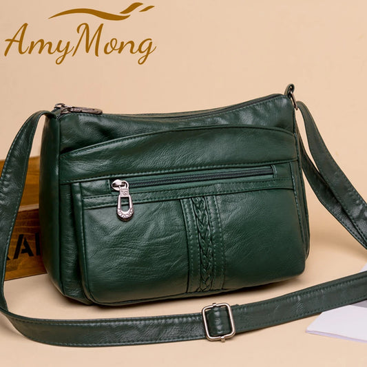 Fashion All-match Solid Color Messenger Bag High Capacity Womens Shoulder Bags 2021 New High Quality Pu Leather Women Handbag