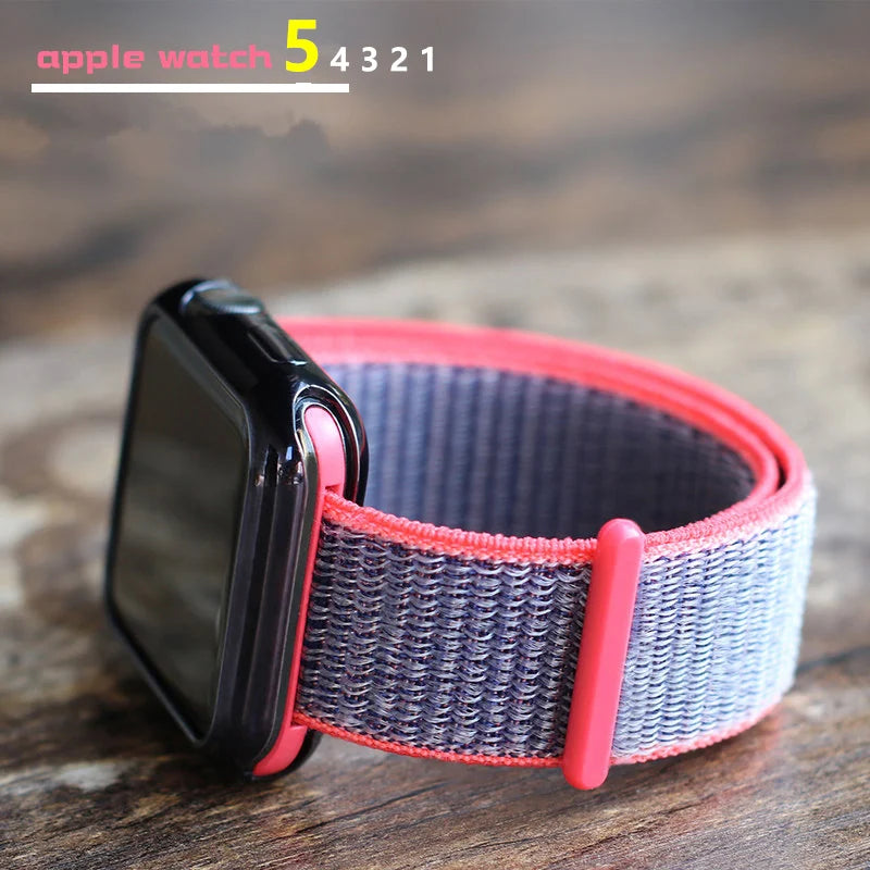 Nylon Loop Strap for Apple Watch Band 46mm 44mm 40mm 42mm 45mm 41mm 49mm 44 mm Bracelet iWatch Series Ultra 2 11 10 9 SE 7 6 5 4