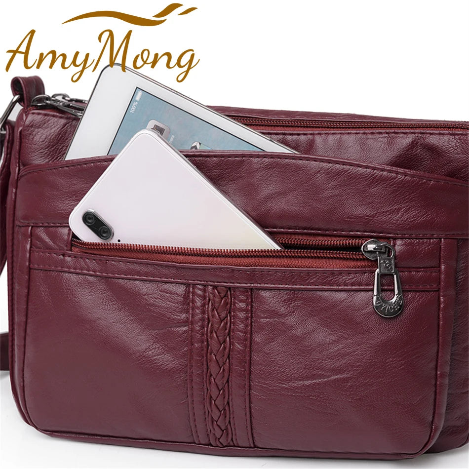 Fashion All-match Solid Color Messenger Bag High Capacity Womens Shoulder Bags 2021 New High Quality Pu Leather Women Handbag