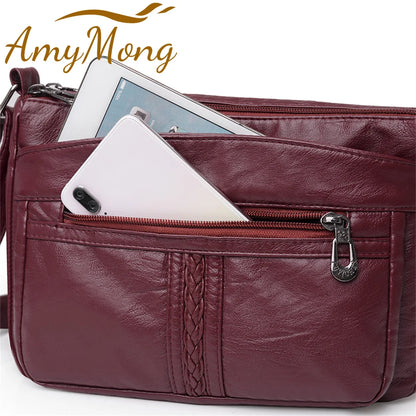 Fashion All-match Solid Color Messenger Bag High Capacity Womens Shoulder Bags 2021 New High Quality Pu Leather Women Handbag