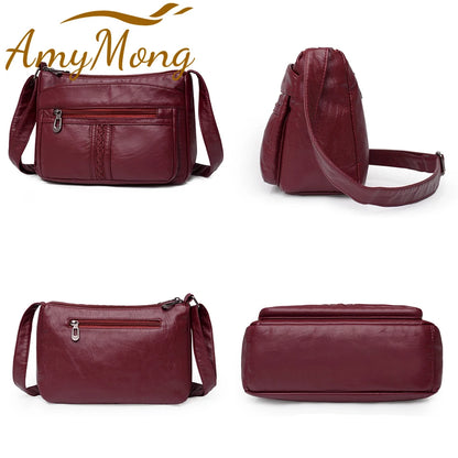 Fashion All-match Solid Color Messenger Bag High Capacity Womens Shoulder Bags 2021 New High Quality Pu Leather Women Handbag