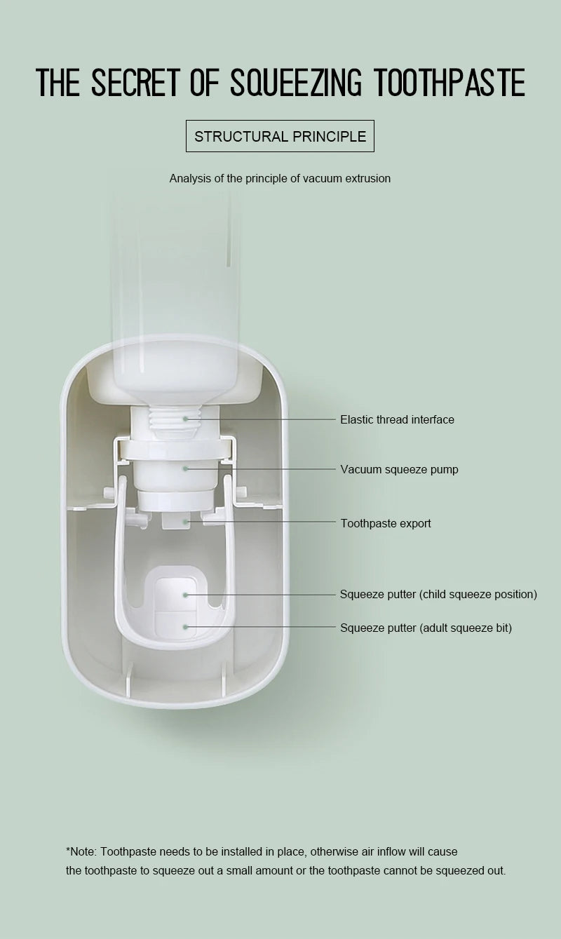 Automatic Toothpaste Dispenser Set – Wall Mounted Toothbrush Holder & Dust-Proof Organizer