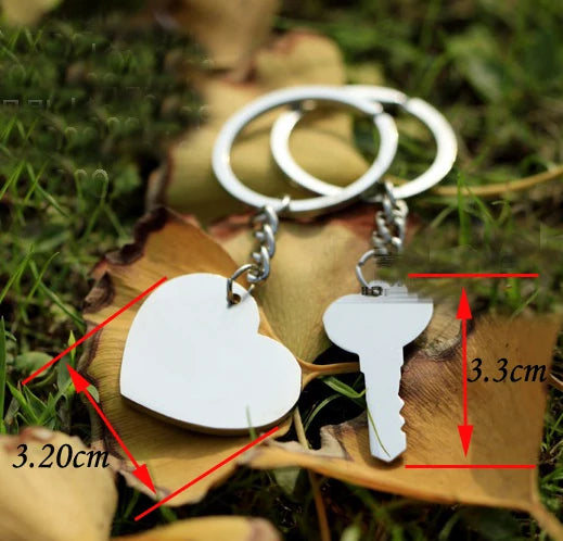 Silver Plated Couple Heart Keychain Gift Set