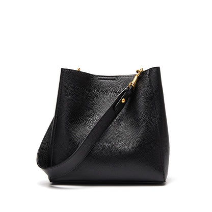 Zency Genuine Leather Bucket Bag – Large Casual Shopper Shoulder Tote for Women