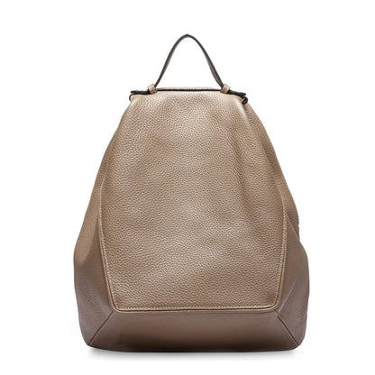 Zency Classic Genuine Leather Women’s Backpack – Khaki Roomy Satchel with A4 & iPad Storage