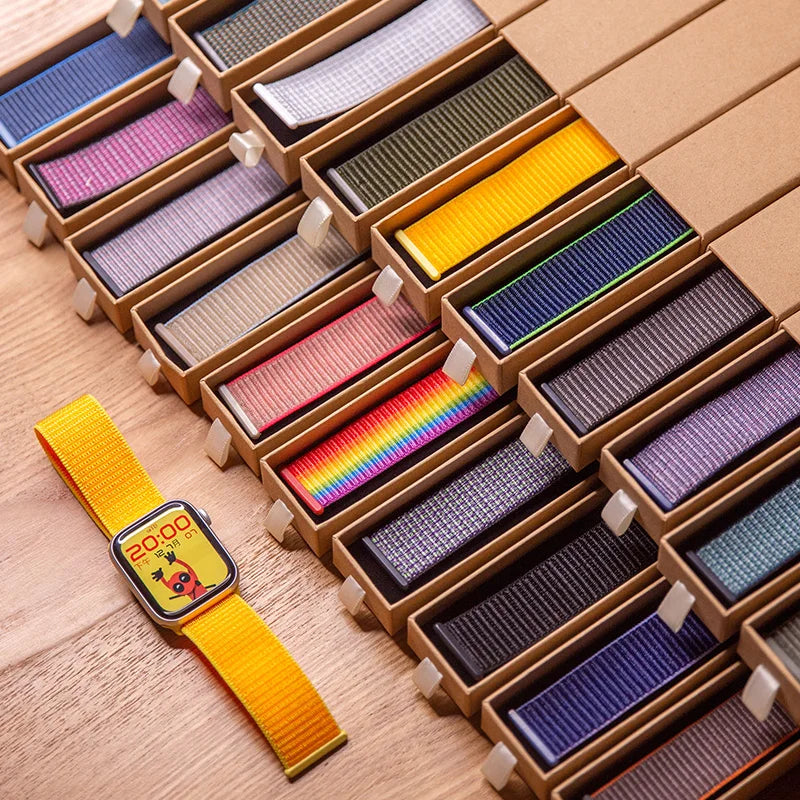 Nylon Loop Strap for Apple Watch Band 46mm 44mm 40mm 42mm 45mm 41mm 49mm 44 mm Bracelet iWatch Series Ultra 2 11 10 9 SE 7 6 5 4