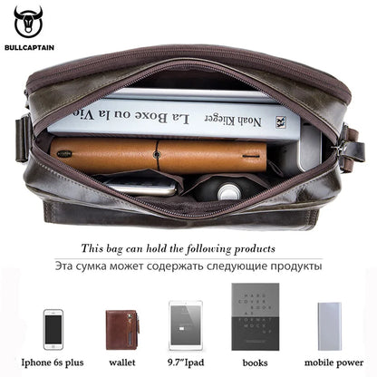 Genuine Leather Men's Crossbody Bag Large Capacity Casual Multifunctional Handbag A Fashion Business Briefcase