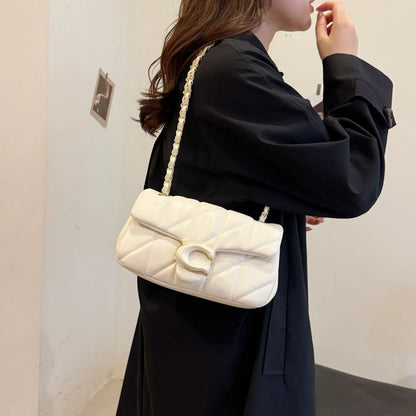 Quilted Stitch Chain Shoulder Crossbody Top Handle Bag Women Fashion Trendy Hobo Handbag Hot Selling