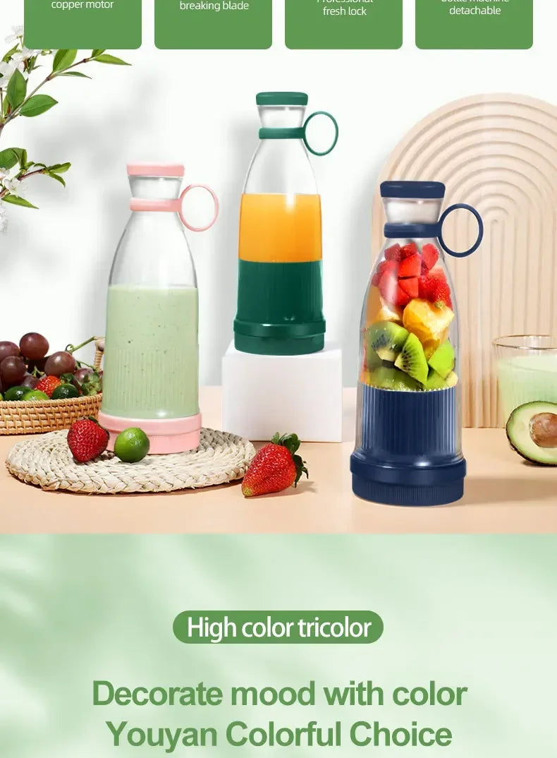 Portable Electric Juicer Cup – USB Mini Blender with 6 Blades for Smoothies & Milkshakes