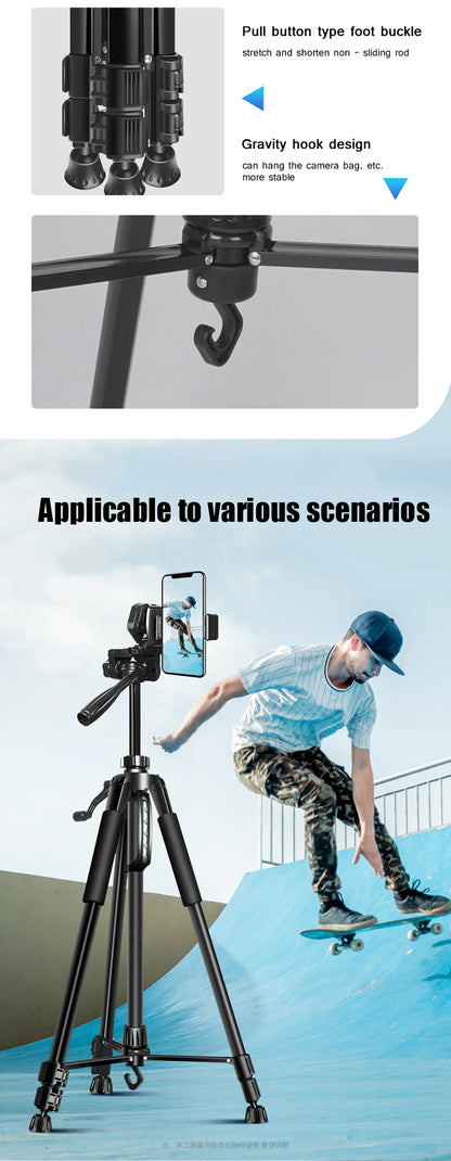 55” Aluminum Tripod Stand – 140cm Camera & Phone Tripod with Pan Head & Quick Release Plate