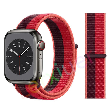 Nylon Loop Strap for Apple Watch Band 46mm 44mm 40mm 42mm 45mm 41mm 49mm 44 mm Bracelet iWatch Series Ultra 2 11 10 9 SE 7 6 5 4