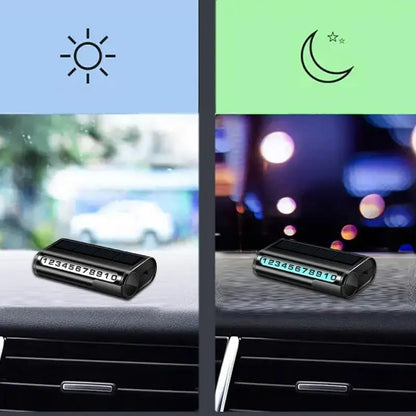 LED Solar Parking Phone Number Card – Luminous 3 Colors (Universal Car)
