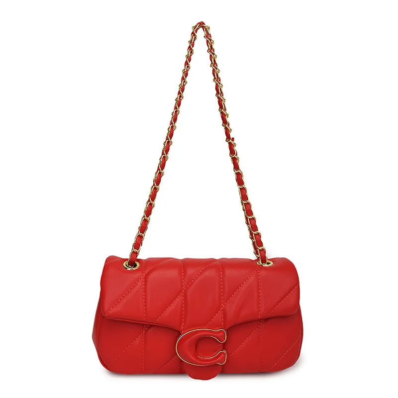 Quilted Stitch Chain Shoulder Crossbody Top Handle Bag Women Fashion Trendy Hobo Handbag Hot Selling