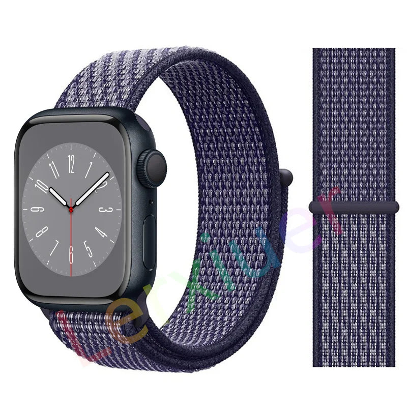Nylon Loop Strap for Apple Watch Band 46mm 44mm 40mm 42mm 45mm 41mm 49mm 44 mm Bracelet iWatch Series Ultra 2 11 10 9 SE 7 6 5 4