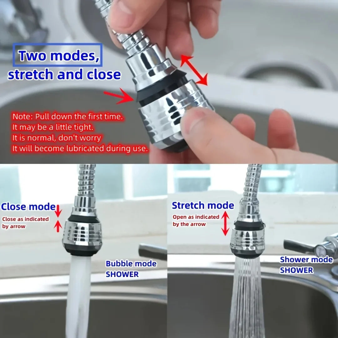 Rotating Faucet Sprayer Extender – Water Saving Splash-Proof Kitchen Tap Attachment