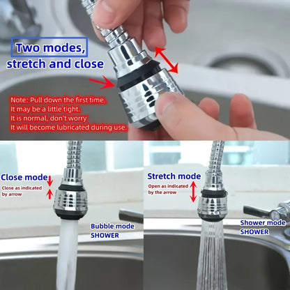 Rotating Faucet Sprayer Extender – Water Saving Splash-Proof Kitchen Tap Attachment