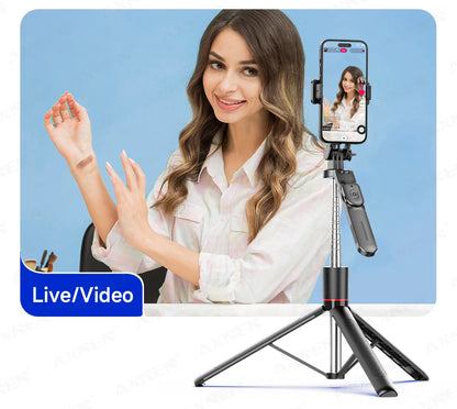 F16 Selfie Stick Tripod – 170cm Extendable with Bluetooth Remote & 360° Rotation