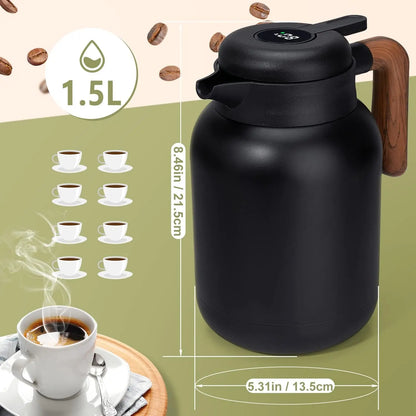 1pc 1500ml Thermos Pot with Intelligent Temperature Display Can Be Drunk on The Way To Work, in The Office or On The Road.