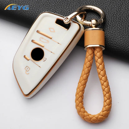 TPU Smart Remote Key Case Cover for BMW with Keychain